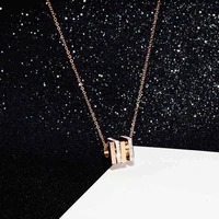 yun ruo new arrival rose gold color rotatable square crystal pendant necklace fashion titanium steel woman jewelry never fade
