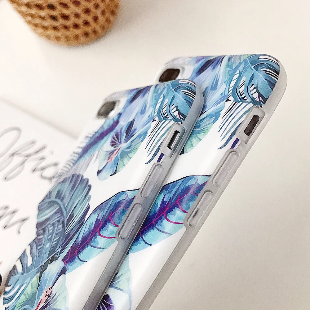 Чехол для телефона SUYACS с синим банановым листом и цветами iPhone 11 Pro max XR XS Max 6 6S 7 8 Plus X