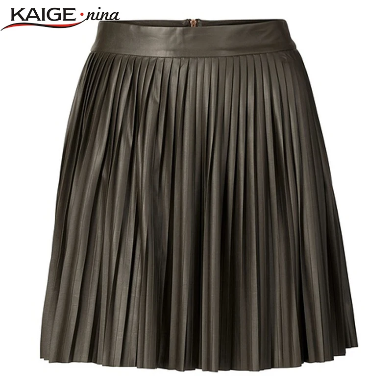 Kaige. Nina/Модная женская юбка из мягкой искусственной кожи с завышенной талией