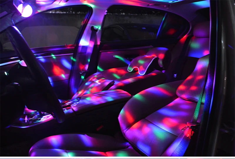 Автомобильная Музыка Голосовое управление RGB ED украшение атмосферу DJ лампа Лазерная вечерние диско-клуб красочный эффект Автомобильный свет USB зарядка