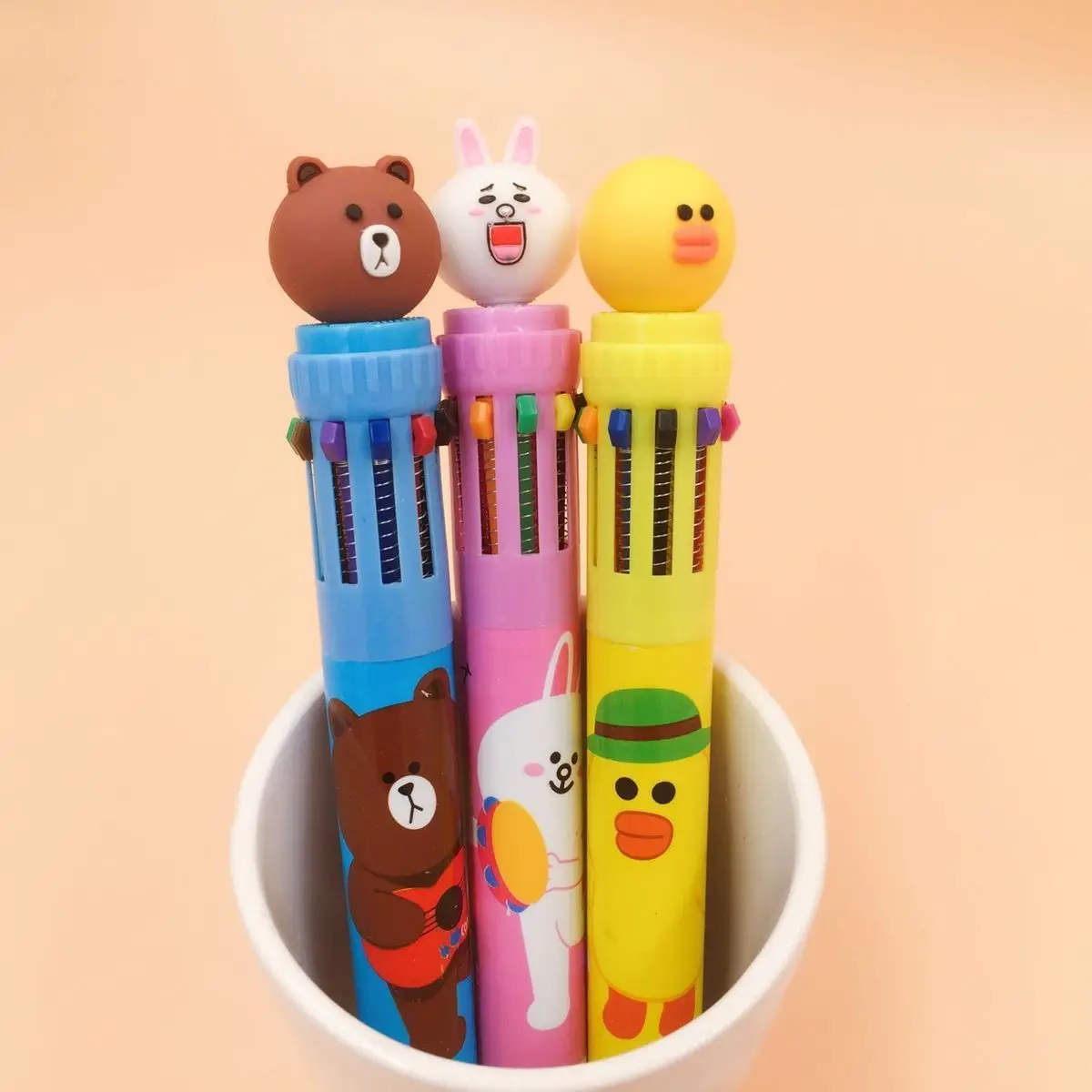 3 шт./партия Kawaii креативный мультфильм 6 цветов короткая и толстая шариковая ручка милые школьные канцелярские принадлежности