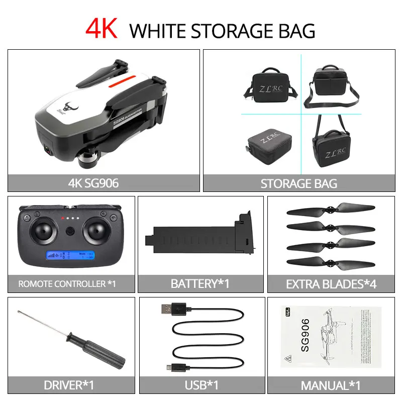 4k White Storage Bag Бесщеточный 4K Дрон с 5G wifi FPV HD камерой 25 минут полёт gps Дрон камера RC Квадрокоптер Вертолет VS SG906 F11 E520S S167 - Цвет: 4k White Storage Bag