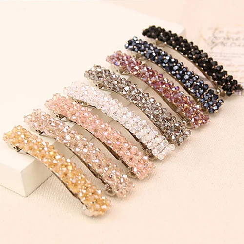 Women's Fashion Bling Headwear Elegant Hair Clips Handmade Full Crystal Clip Barrette Hairpin Accessories Styling Tool | Красота и