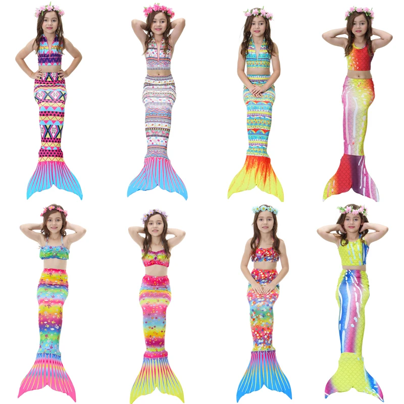 Купальный костюм с хвостом русалки из 3 предметов топ жилет штаны для девочек