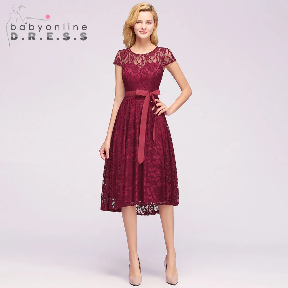 Fast Ship Burgundy Lace Evening Dress For Mother Of The Bride O Neck Elegant Vestido De Festa Longo | Свадьбы и торжества