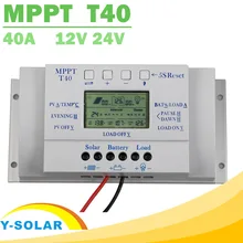 Слежением за максимальной точкой мощности, T40 40A регулятором солнечного заряда Регулятор 12V 24V Авто ЖК-дисплей Дисплей Управление; с нагрузка в сдвоенном колесе таймер Управление для уличный светильник Системы