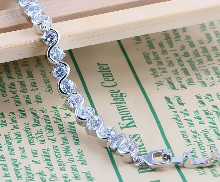 

European Round Cut Cubic Zircon Bracelet Romantic AAA Cubic Zirconia Bride Bangle Bracelet