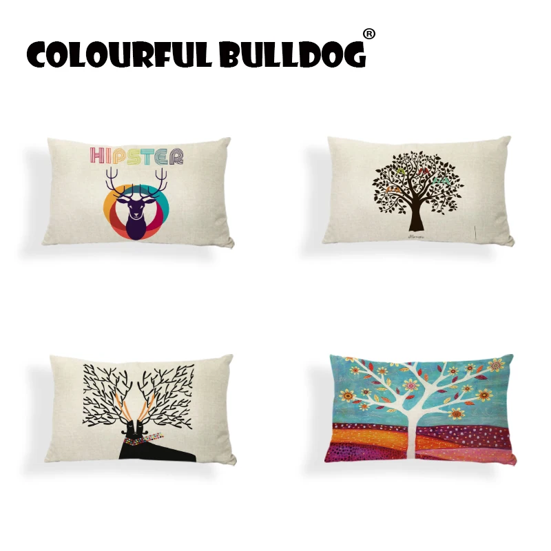 

Разноцветный чехол для подушки с изображением дерева жизни, белые рожки, алфавит, домашнее декоративное кресло для йоги, Сова, поддержка поя...