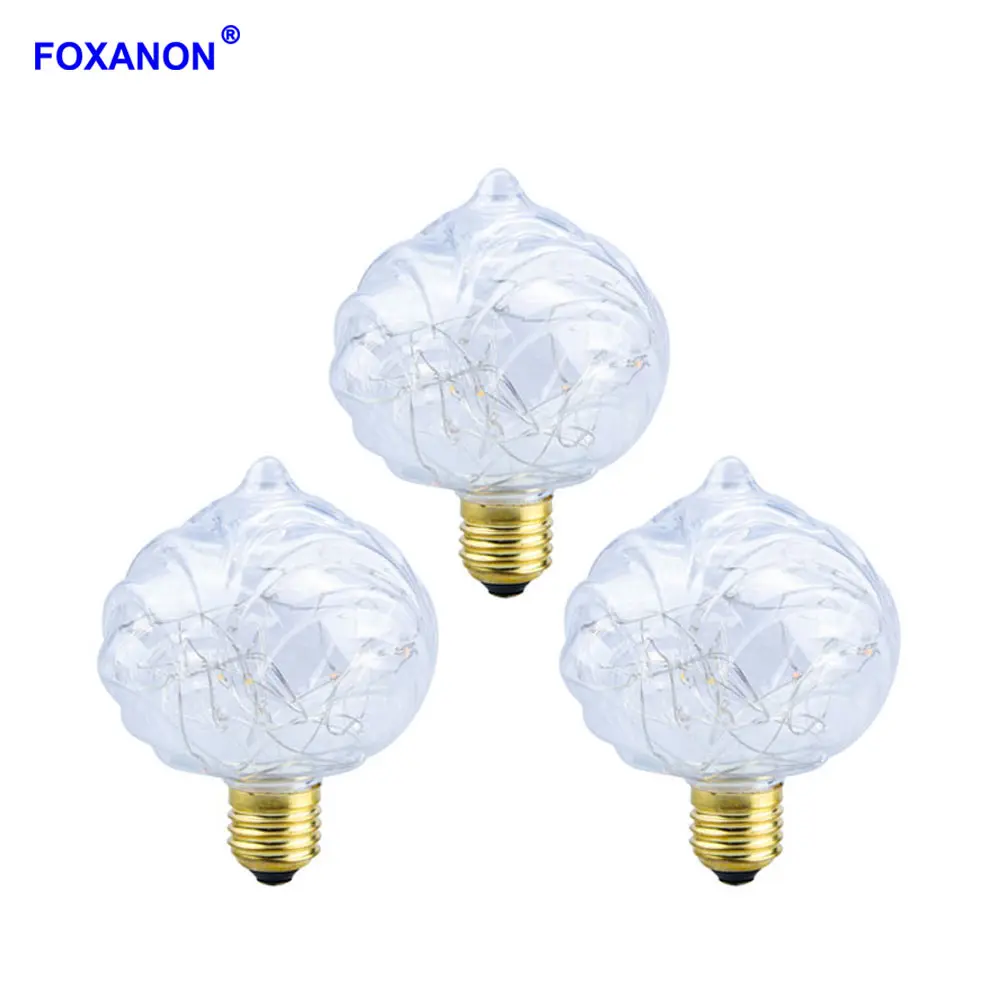 Foxanon E27 Ретро Edison светодиодная Праздничная лампа AC 85-265 V светодиодный гирлянда электрических лампочек для Фея Елочная гирлянда Свадебная вечеринка украшения