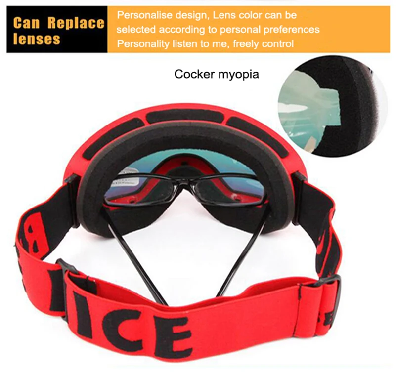 UV400 противотуманные двухслойные лыжные очки с большими линзами, лыжная маска, очки для катания на лыжах, снежные мужские очки для сноуборда, очки с зеркальным покрытием
