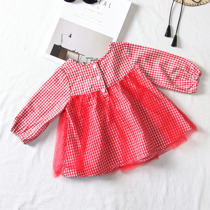 Summer Girl Mini Dress Simple Cute Love Long-sleeved Net Yarn Round Neck Suitable for Children Comfortable Clothes | Детская одежда и
