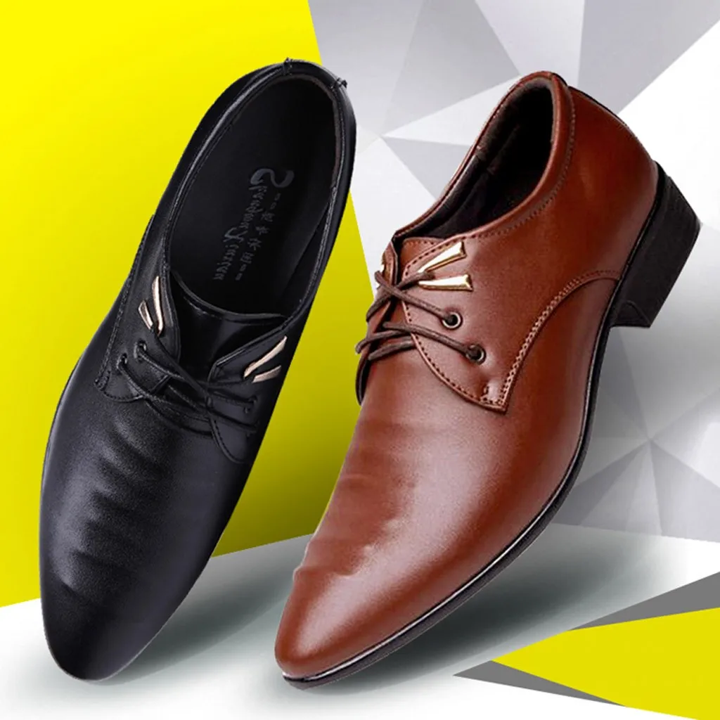 Luxury Leather Formal Men Dress Shoes Genuine Lace Up Brogue Flats Oxfords For Wedding Office Business | Обувь