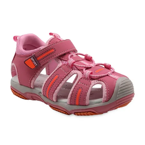 Y606pink Apakowa/Новинка; спортивные пляжные сандалии для девочек; летняя детская обувь с вырезами; сандалии для малышей; сандалии с закрытым носком для девочек; детская обувь; европейские размеры 21-32 - Цвет: Y606pink