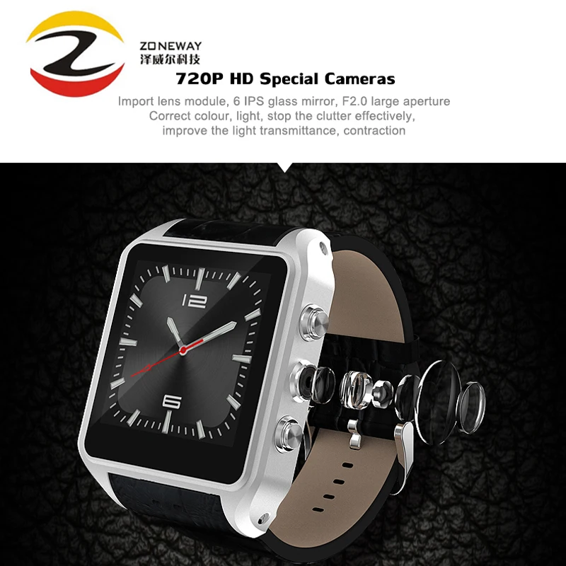 Новый zonway x01 плюс 1.54 дюймов Смарт часы Android 5.1 3G Bluetooth Dual Core 1 ГБ Оперативная память 8