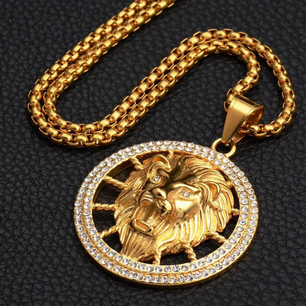 Goofan хип-хоп классический кулон в форме диска с головой льва ожерелье из