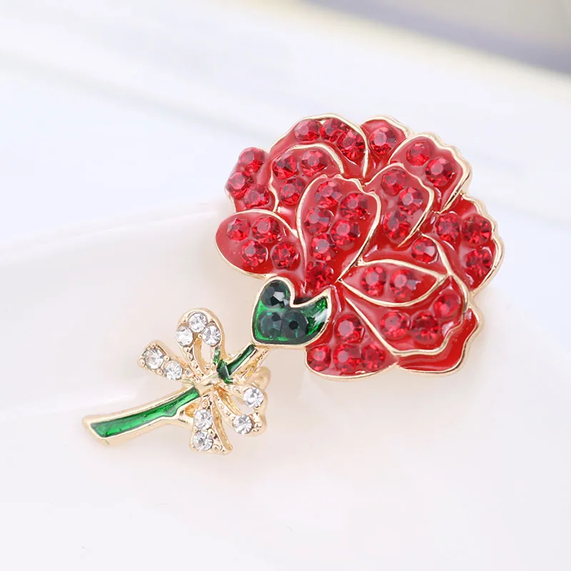 Женская эмалированная брошка TREAZY модная брошь с красным цветком гвоздики и