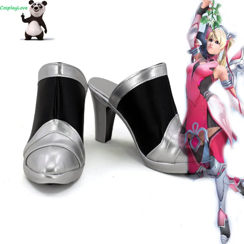 

Cosplay Love, изготовленные на заказ, OW Game Pink Angel Skin, обувь для косплея, длинные сапоги для рождества, Хэллоуина