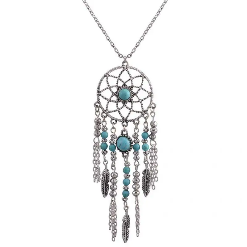 European And American Dreamcatcher Necklace  Pendant Feather Ethnic Wind Su Bohemia Wind Sieraden Vrouw