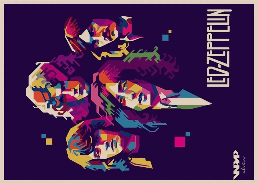 Белый Led Zeppelin рок-музыка постеры для украшения дома в винтажном стиле настенные наклейки для дома Художественный бренд MU22 - Цвет: Белый