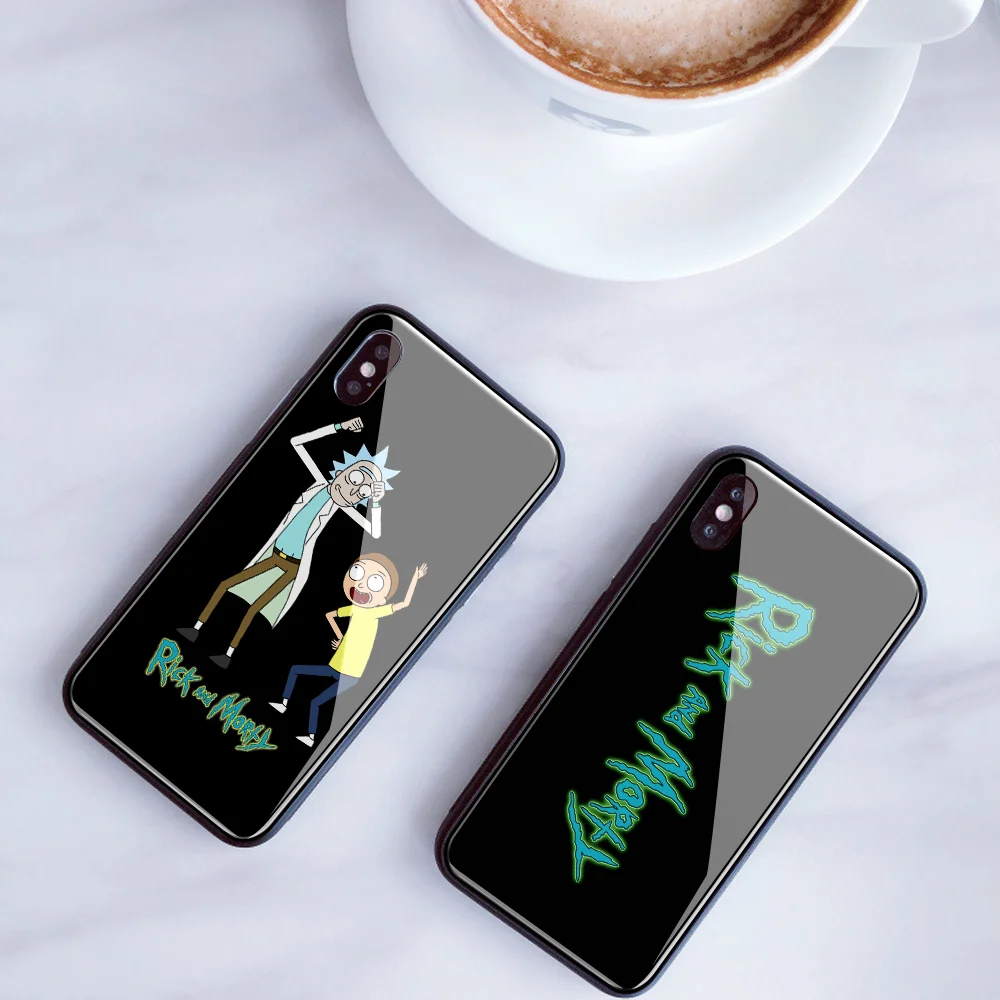 На заказ Чехол из закаленного стекла для телефона для iphone 11 Pro XS MAX XR 5 5S SE чехол Рик и Морти рассол сделай сам для iphone 8X10 7 Plus 6s