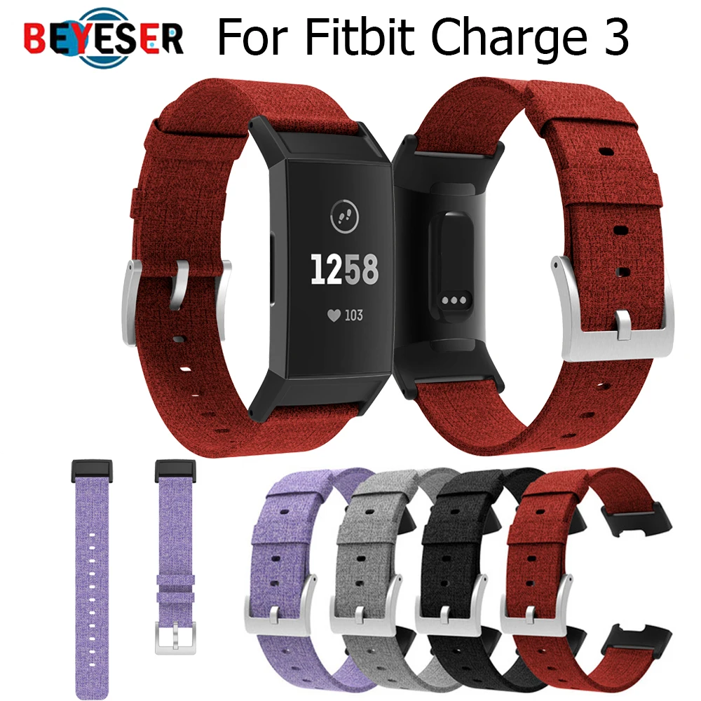 Strap for Fitbit Charge 3 Charge 4 Bracelet Replacement Watch Band Canvas Nylon Denim Men Women Smartwatch bands Accessories