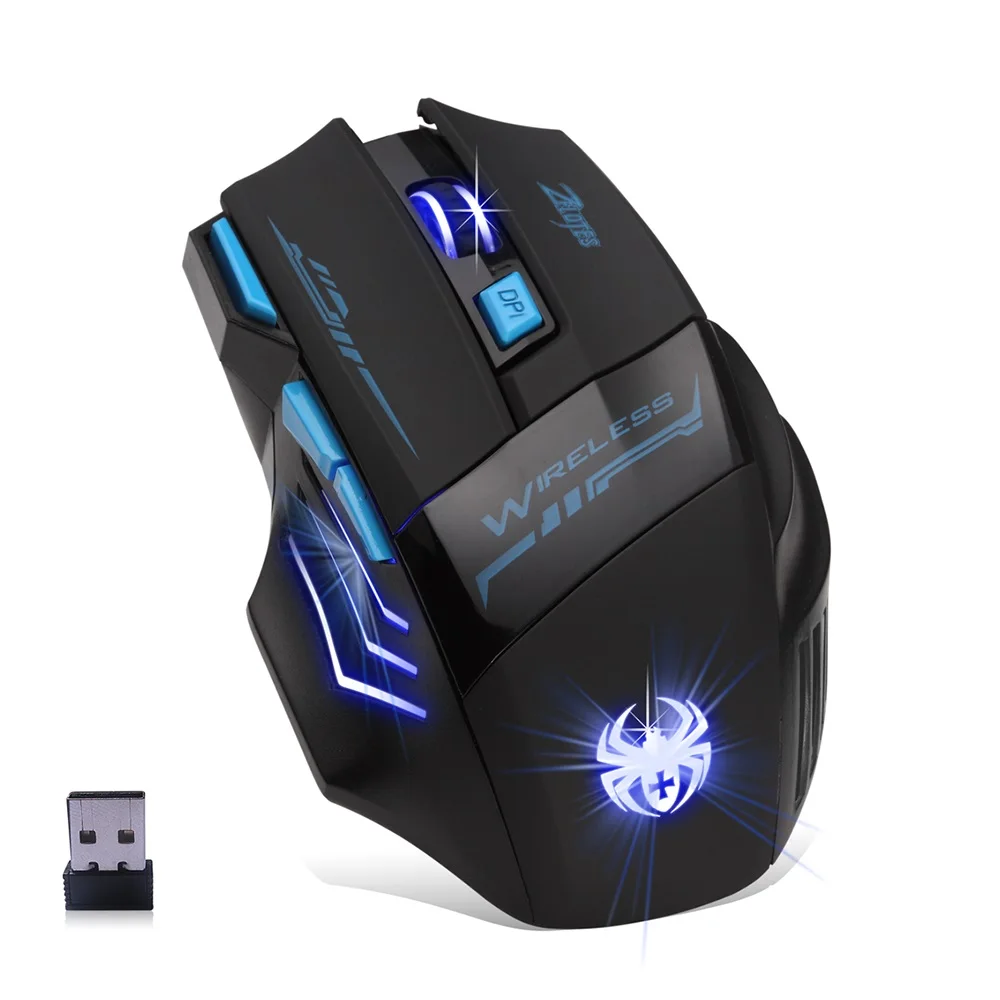 Беспроводная светодиодный ческая игровая мышь ZELOTES F14 2 4 ГГц 2400 DPI 7 кнопок |