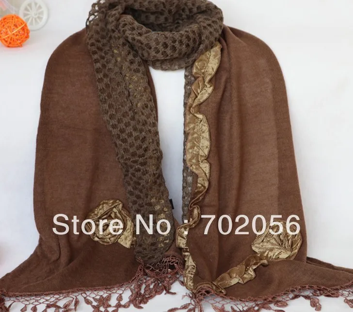 FASHION Lace scarf shawl wrap poncho SCARF scarves stole 180*35cm 18PCS/LOT #3091 | Аксессуары для одежды