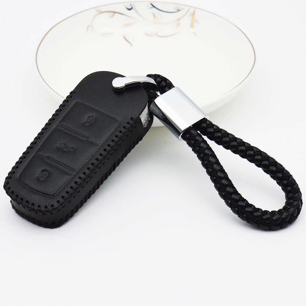 Кожаный чехол для автомобильного ключа с держателем ключей Volkswagen CC Passat B5 B6 3C B7 B8