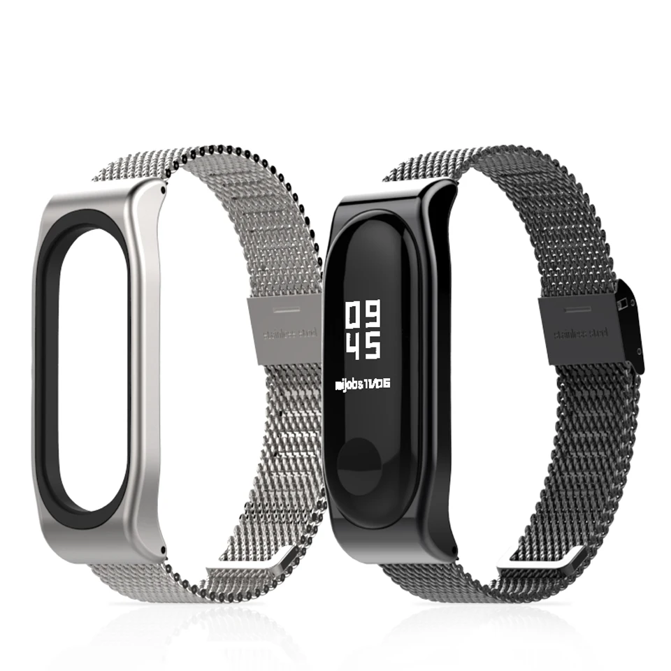 Mijobs Mi Band 4 Wrist Strap Metal Milanese Stainless Steel For Xiaomi Mi Band 4 Strap Bracelet Miband 3 Wristbands Mi Band 3