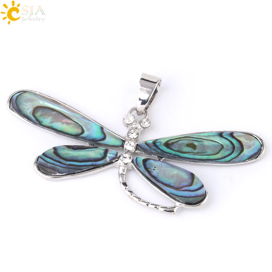 Кулон в виде стрекозы CSJA кулон из ракушек стразы с кристаллами циркония Ретро