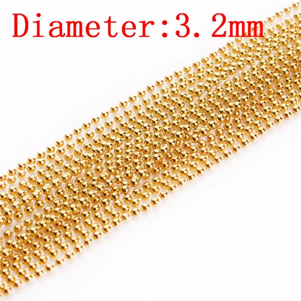 Gold LINSOIR, 10 м/лот, 2,4, 3,2 мм, Шариковая цепочка из бисера, золотой, серебряный, черный цвет, браслет, ожерелье, цепочки для рукоделия, изготовление ювелирных изделий F680 - Цвет: Gold
