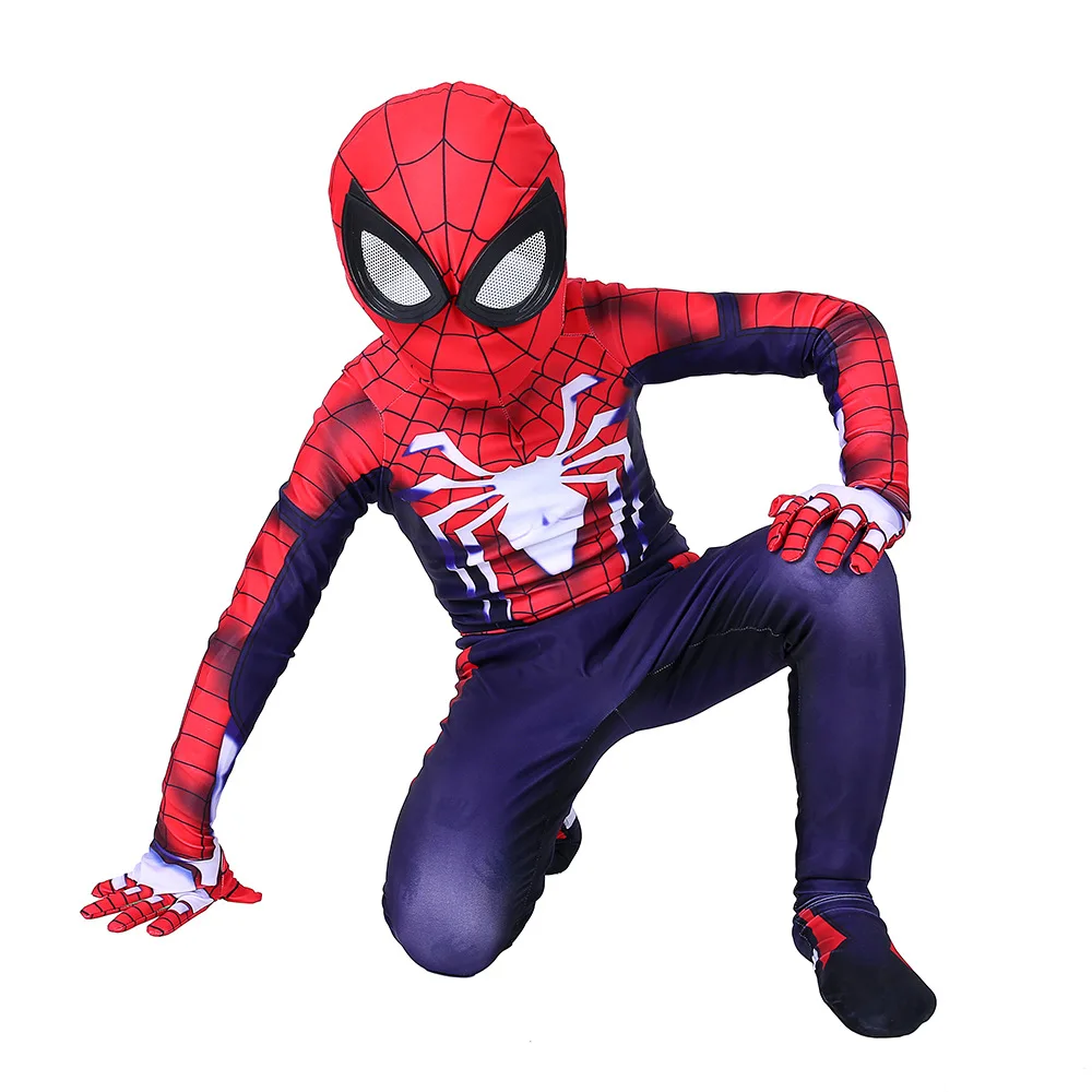 Kids Костюм для взрослых/детей с изображением Человека-паука, PS4, insomniac, костюм для мальчиков-паука, 3d-принт, спандекс, костюм Человека-паука на Хэллоуин, костюм зентай - Цвет: Kids