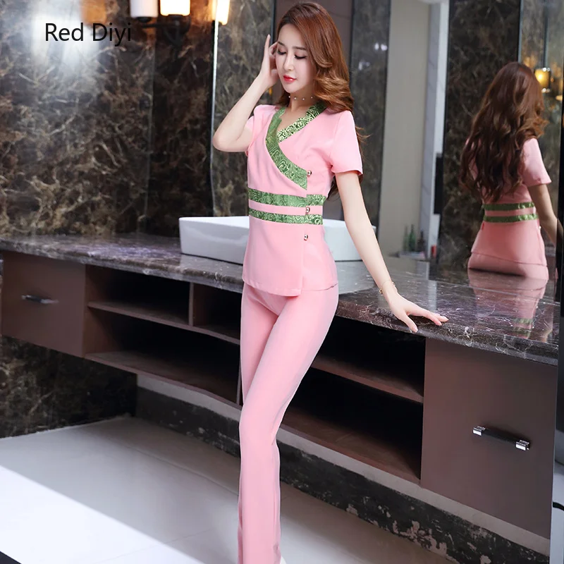 Красный di yi SPA медицинский косметический скраб набор для женщин slim fit стоматологическая клиника медицинские srub униформы наборы