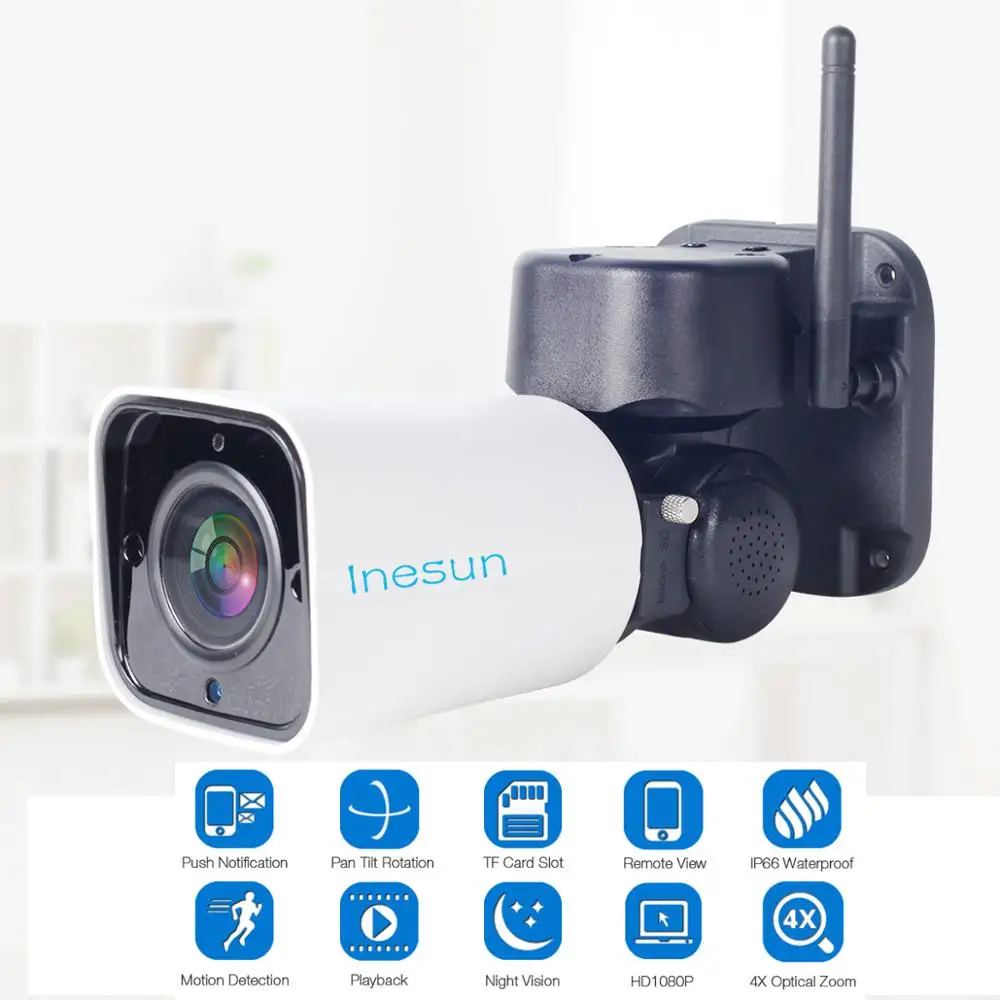 Inesun наружная WiFi камера безопасности PTZ IP HD 1080P 2MP поддержка двухстороннее аудио
