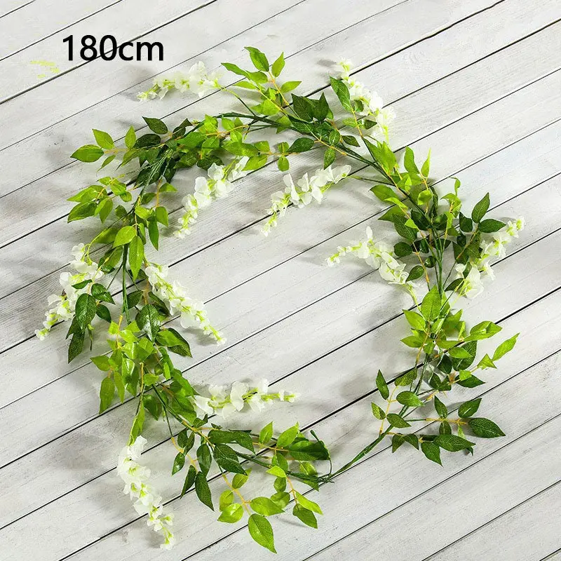2pcs white Искусственный венок, гирлянда, шелковая Гортензия, вициния, Висячие Цветы с листьями, искусственный мех, для внешнего сада, H0045 - Цвет: 2pcs white