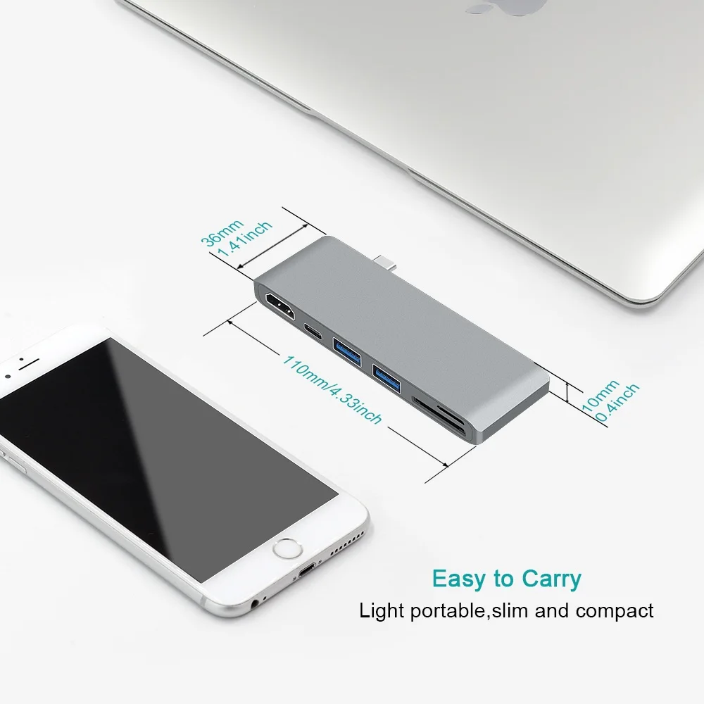 6 в 1 USB C концентратор HDMI для Macbook Pro nintendo Switch samsung S8 3 0 разветвитель адаптер TF/SD кард