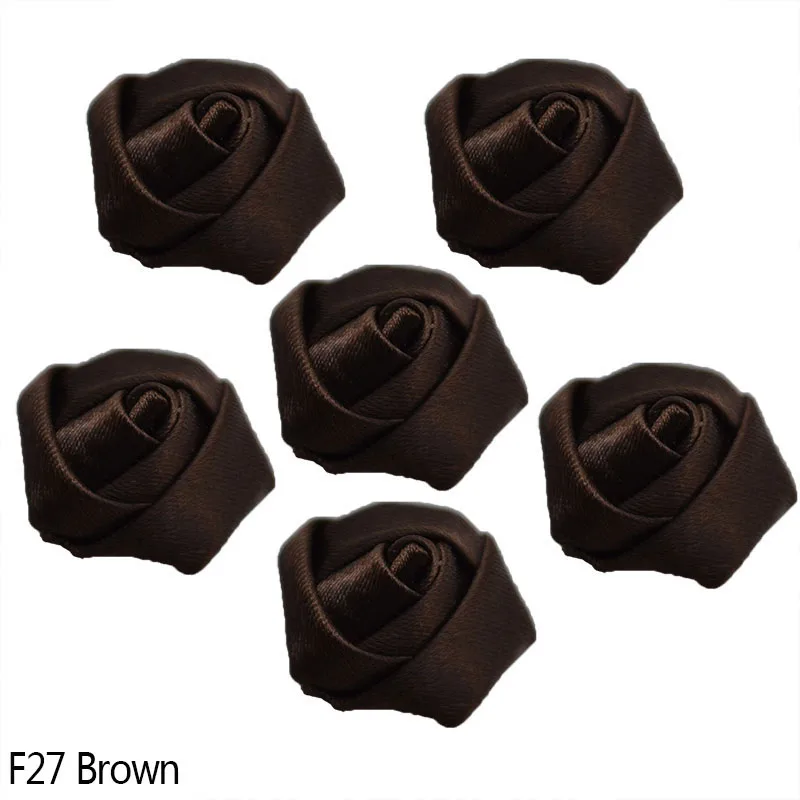 brown 10 шт., 2 см, Мини атласная розовая лента, розочки, тканевый цветок, сделай сам, ручная работа, розы, цветы для дома, свадебные украшения, скрапбукинг, ремесло - Цвет: brown
