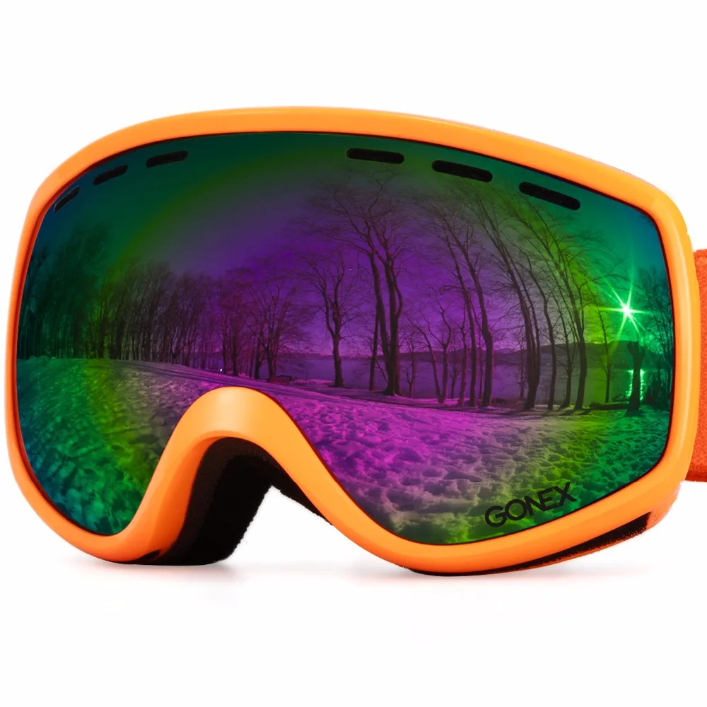 Gonex 3-8 детские лыжные очки для сноуборда и лыж Очки UV400 защита двойные сферические линзы для зимних видов спорта+ Goggle чехол