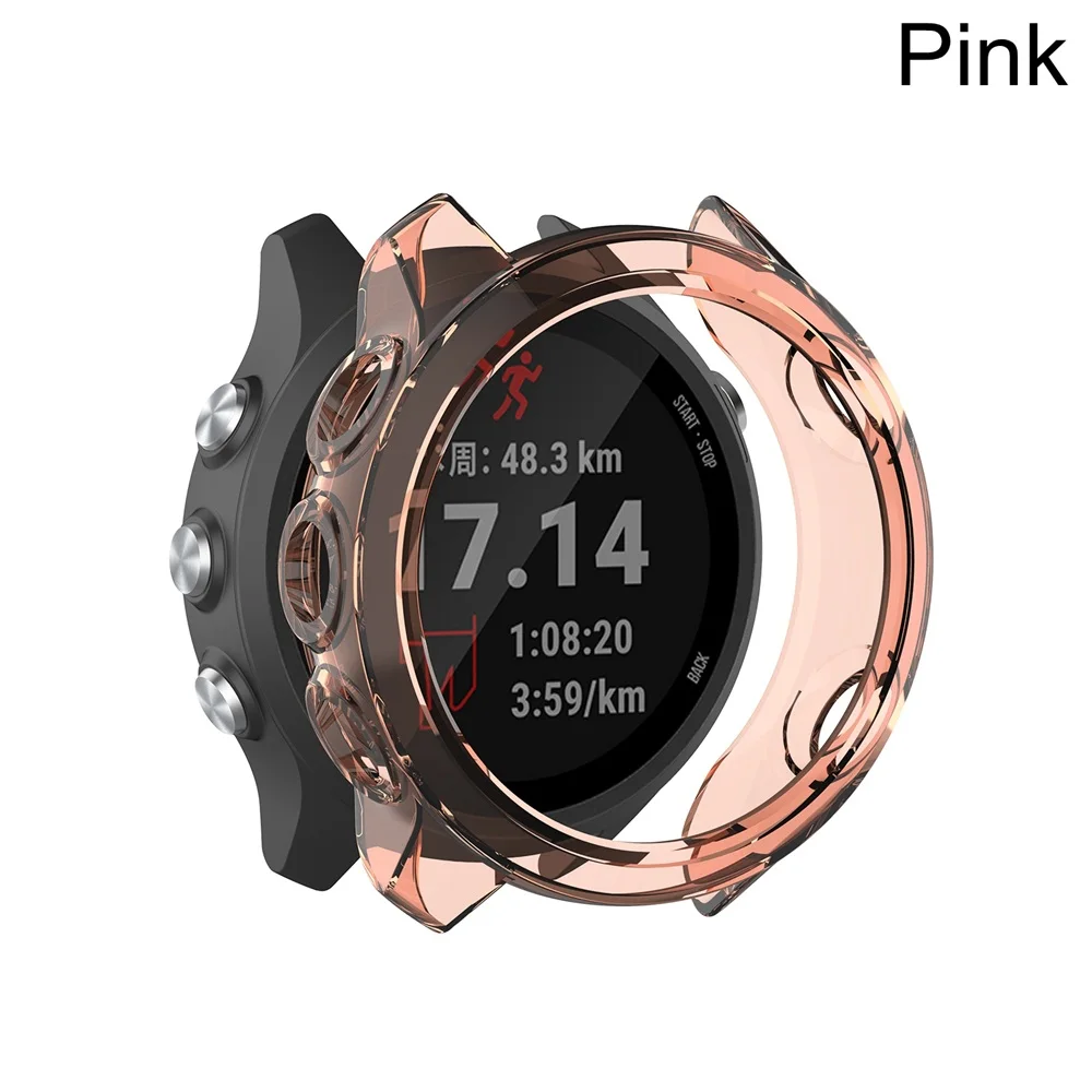 New Fashion Soft TPU Watch Case Bracelet Protective Watch Cover Hard Shockproof Screen Protector For Garmin Forerunner 245M/245 - Цвет: pink
