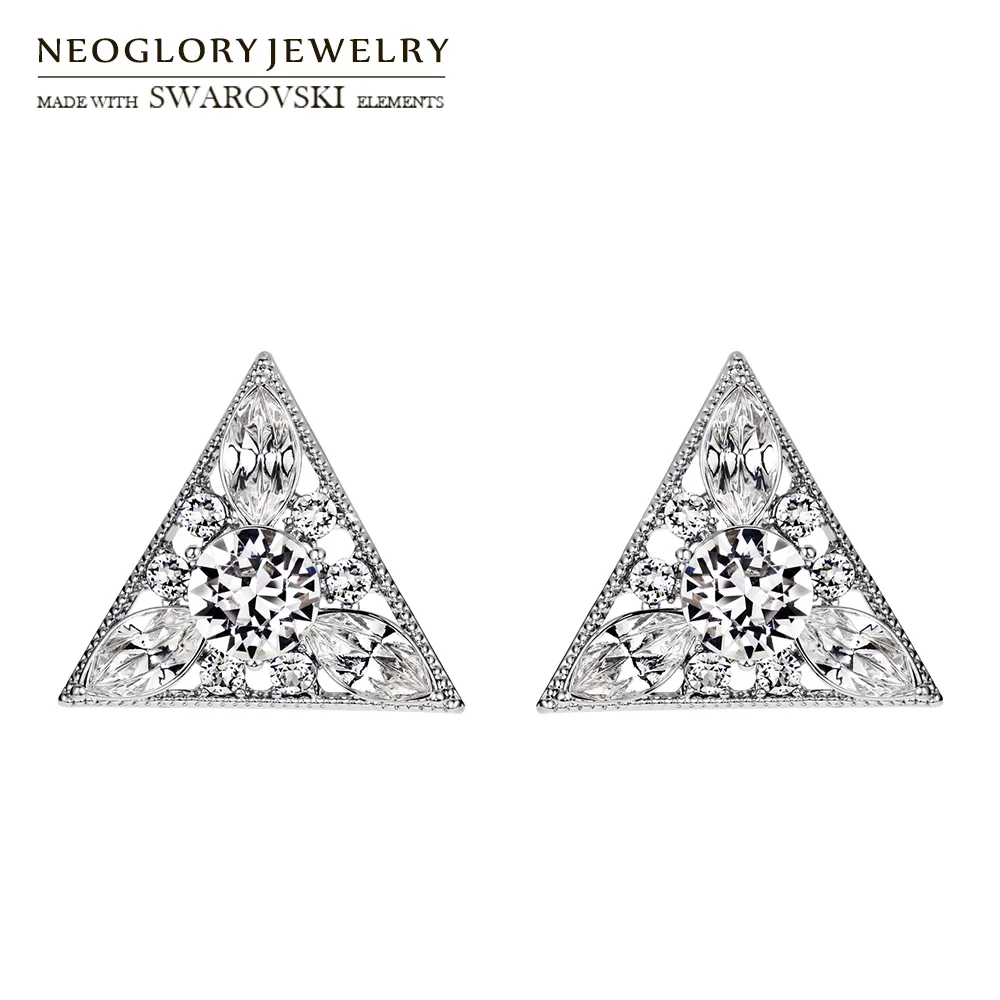 

Серьги-гвоздики Neoglory с фианитами, стальная игла, треугольник, стильные роскошные медные серьги для элегантных женщин, винтажные