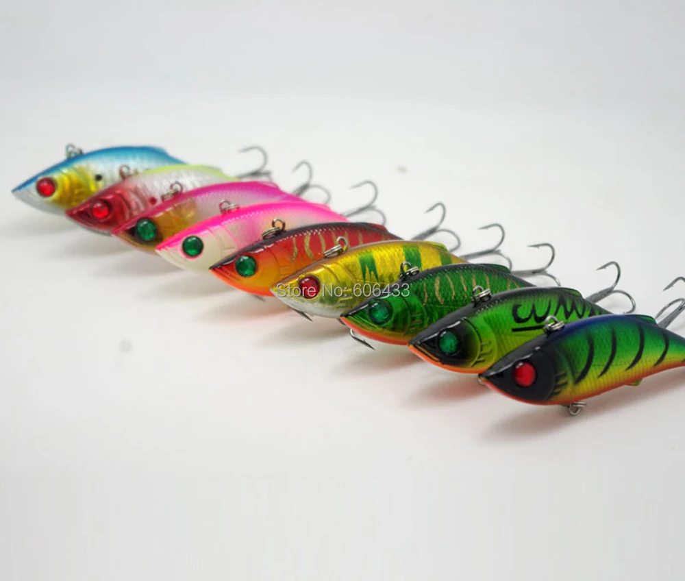 

8PCS fishing Floating VIB Minnow lure Lures hook Crank bass baits 8cm 10g Free shipping