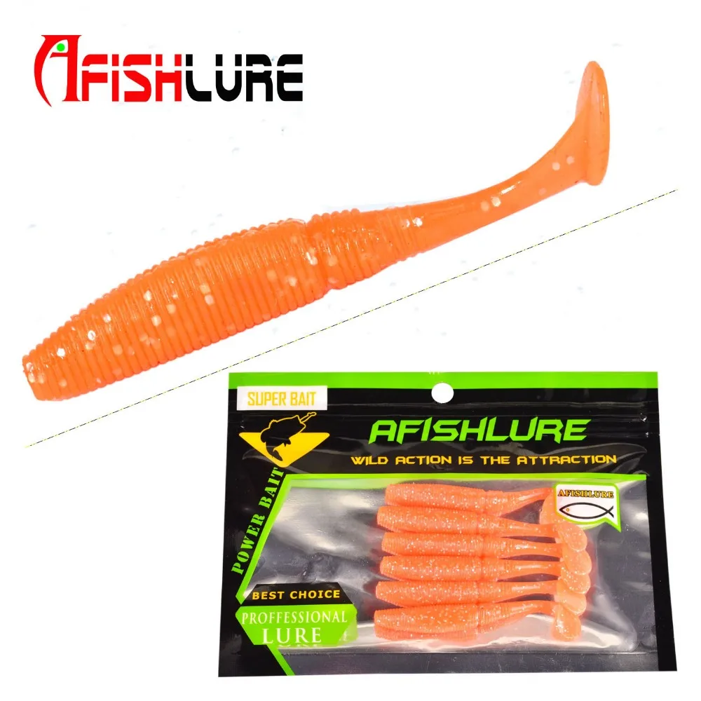 6 шт./лот Noctilucous Shad T Tail мягкий червь 75 мм 3g Paddle Taills искусственная приманка для