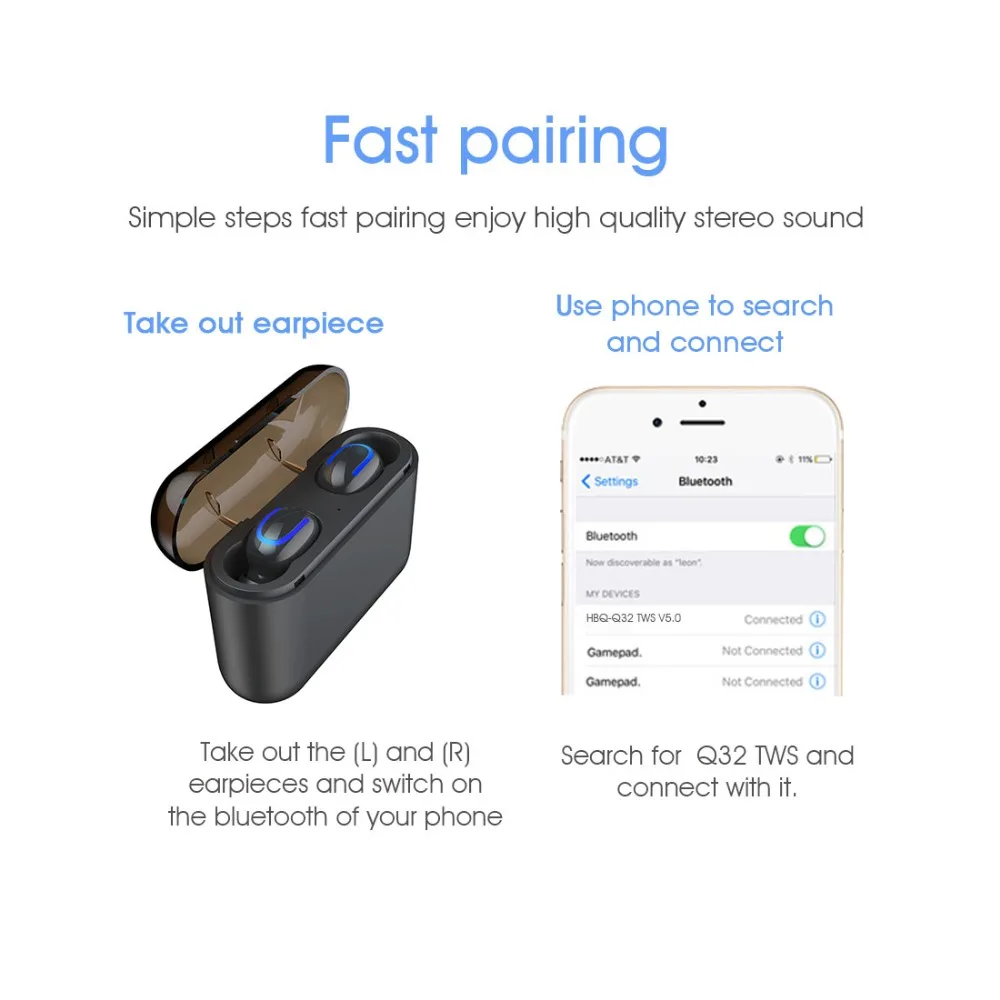 Слог HBQ-Q32 TWS Bluetooth V5.0 мини Беспроводные спортивные наушники для Android IOS SYLLABLE Q32 True беспроводные стерео