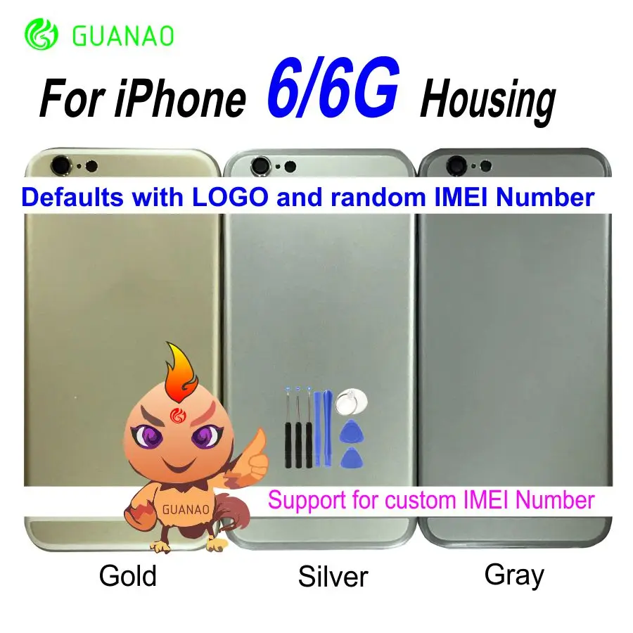 Guanao, чехол для IPhone 6, 6G, чехол для батареи, чехол для корпуса, корпус среднего шасси с IMEI, запасные части для ремонта+ инструмент