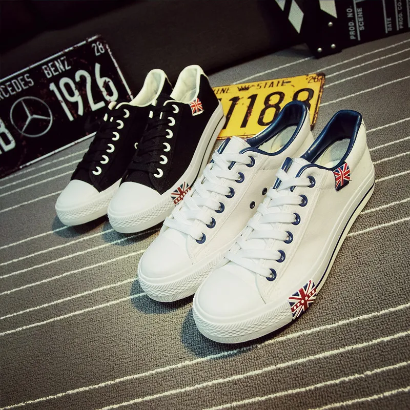 New style rice flag white canvas shoes casual beef tendon bottom men's student | Обувь
