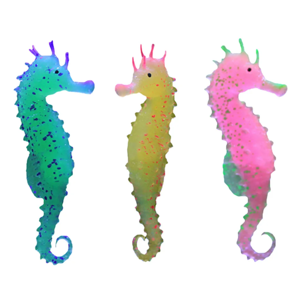 2pc Aquarium Fish Tank Landscaping Decor Artificial Simulation Hippocampus Shape Silicone Decorations 3.28 | Дом и сад