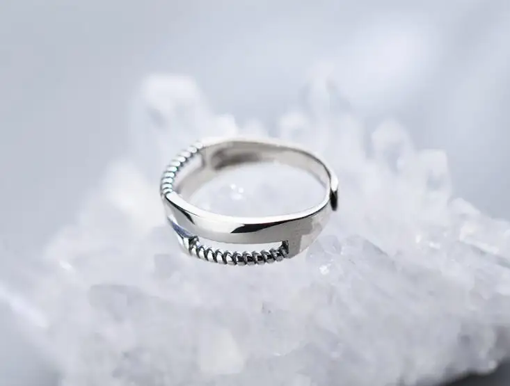 Authentic REAL. 925 Sterling Silver Double Rows Twisted Roped Braid &ampGeometric Lucky Bar wider Rings GTLJ1555 | Украшения и