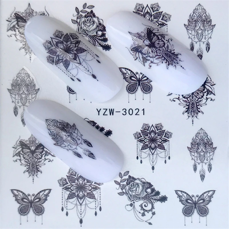 

1PC Simple Artistic Black Stencils Nail Art Water Transfer Sticker Gel Polish Full Decor for Nails Tool