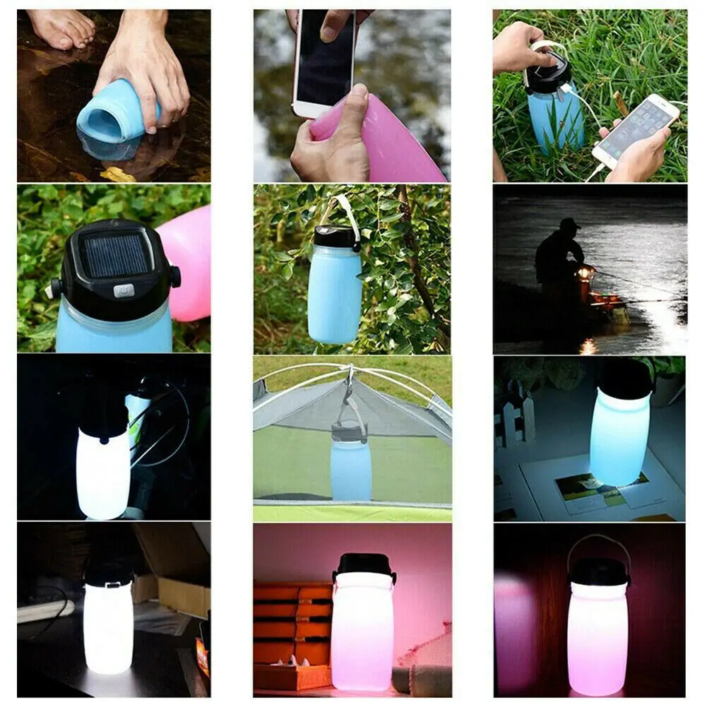 

Multi-function Portable Camping Light Luminous Cup Water Bottle Solar Charging Phone Charging Kettle Outdoor