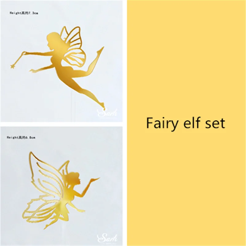 Fairy elf set Фея эльф Топпер для торта «С Днем Рождения» цветок кружева Жемчуг сетки Ангел Украшение для дети девочка вечерние поставки прекрасные подарки - Цвет: Fairy elf set